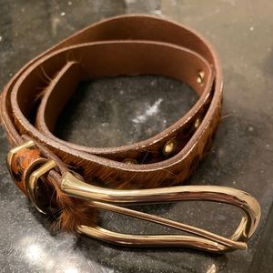 Brown Cheetah Print Belt with Gold Belt Buckle